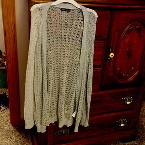 Light gray sweater longer length long sleeves